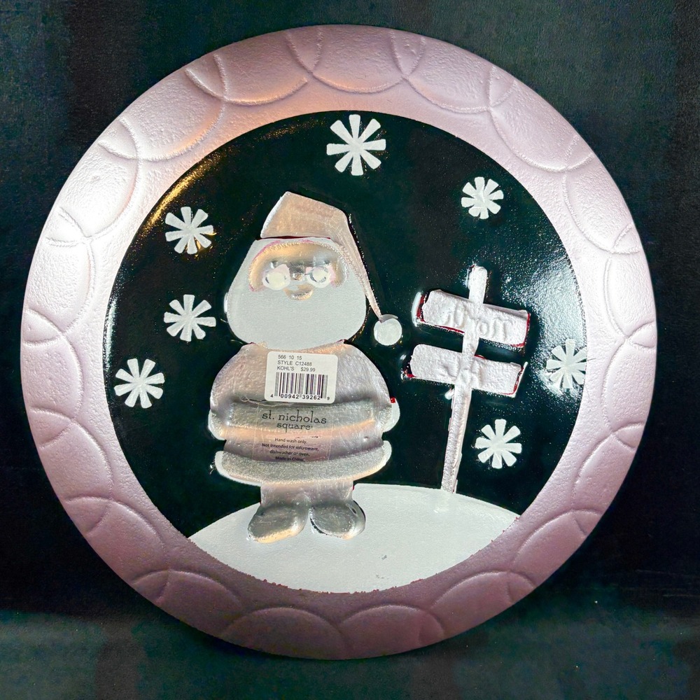 St. Nicholas Square Santa Christmas Serving Plate / Platter 13" - Picture 2 of 3